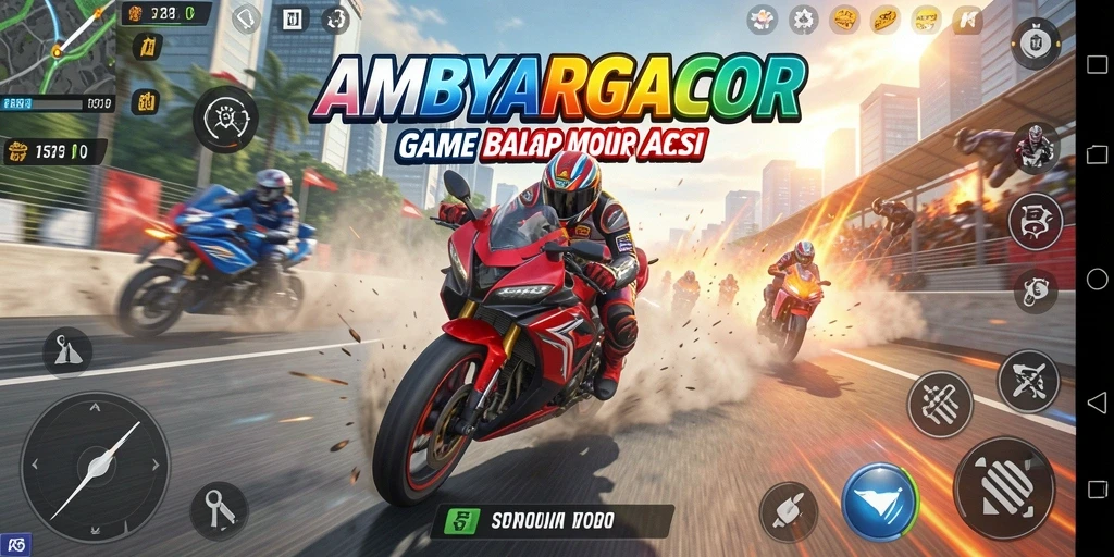 Screenshot gameplay seru dari balapan motor di AMBYARGACOR.