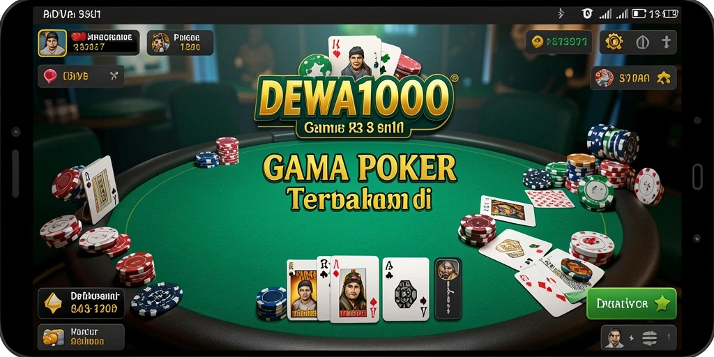 Screenshot gameplay DEWA1000 menampilkan aksi seru permainan Poker.