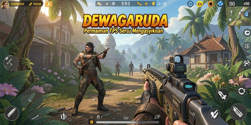 Screenshot gameplay DEWAGARUDA yang menampilkan aksi tembak-menembak seru.
