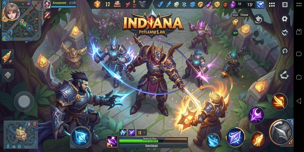 Screenshot gameplay INDAAA yang menampilkan pertarungan seru dalam arena MOBA.