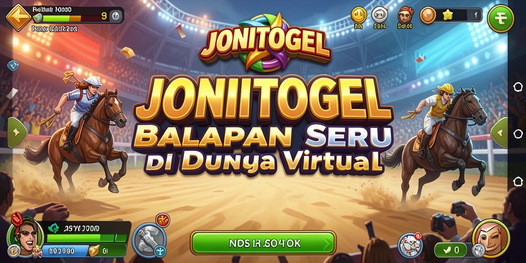 Tampilan seru gameplay balapan JONITOGEL dengan mobil berkecepatan tinggi.