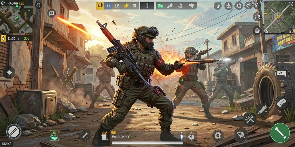 Tampilan gameplay seru dan menantang dari PASAR123 dalam arena Battle Royale.