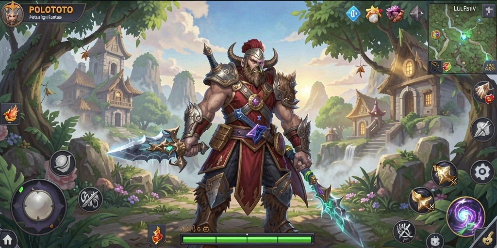 Tangkapan layar utama POLOTOTO menunjukkan aksi pertarungan hebat dalam dunia ARPG.