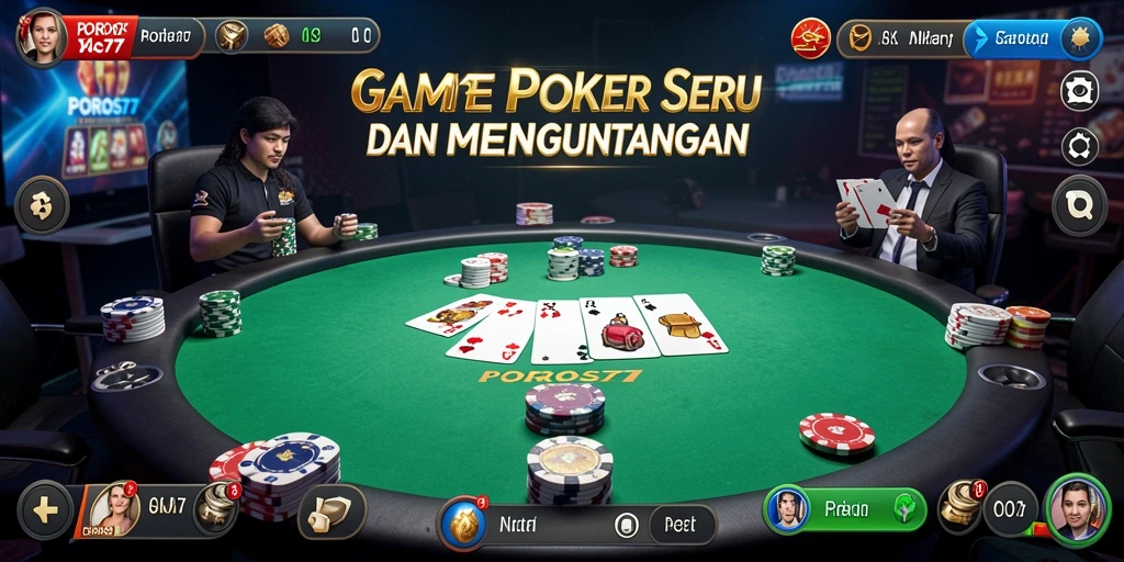 Tangkapan layar gameplay <strong>POROS77</strong> menampilkan aksi Poker mendebarkan.