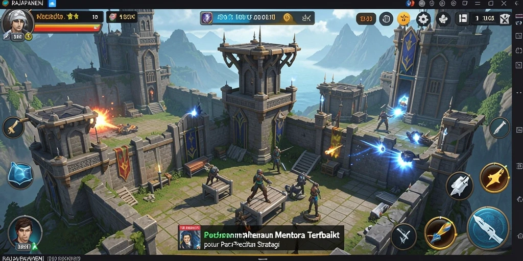 Tampilan gameplay seru di RAJAPANEN dengan menara pertahanan yang strategis.