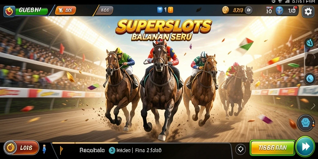 Tampilan menegangkan dari gameplay balapan SUPERSLOTS.